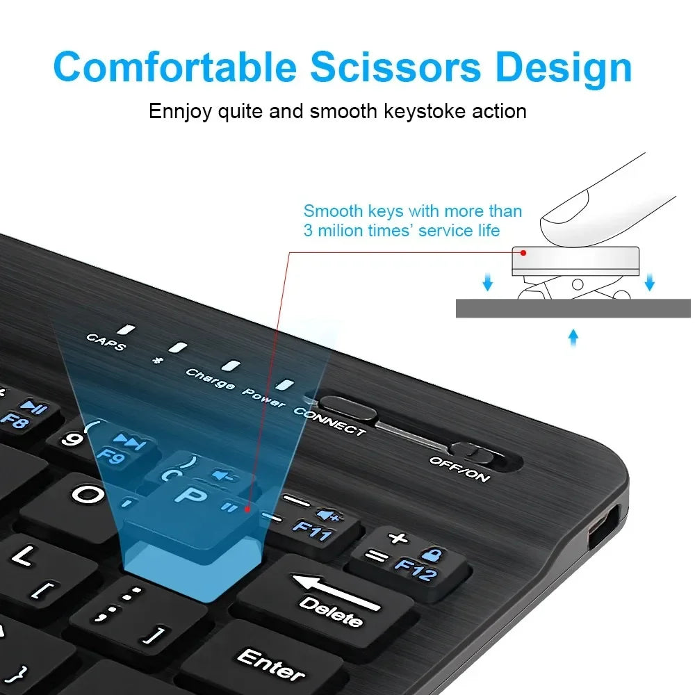 Slim Bluetooth Keyboard β 7"/10" | Wireless, Multi-Device, Rechargeable