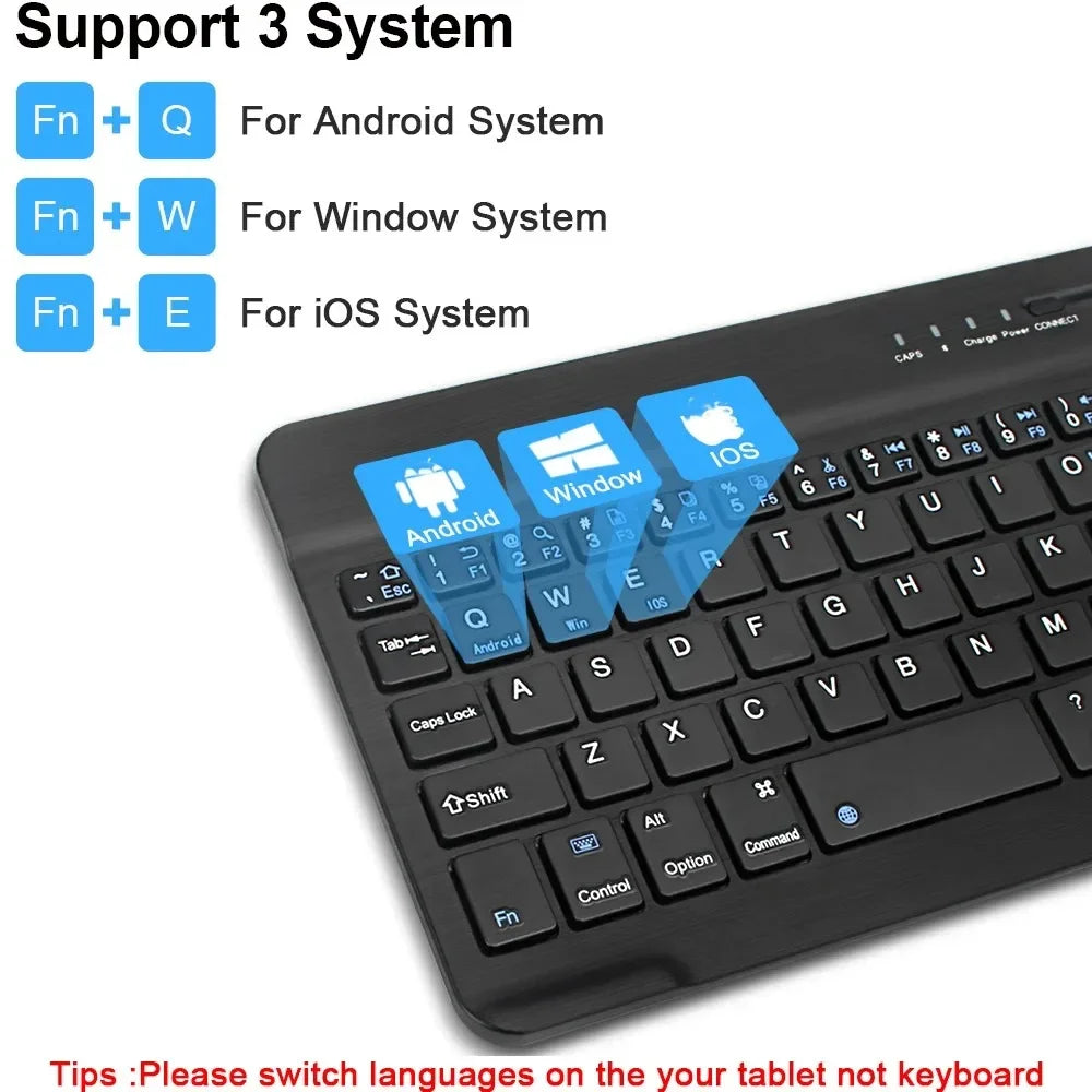 Slim Bluetooth Keyboard β 7"/10" | Wireless, Multi-Device, Rechargeable