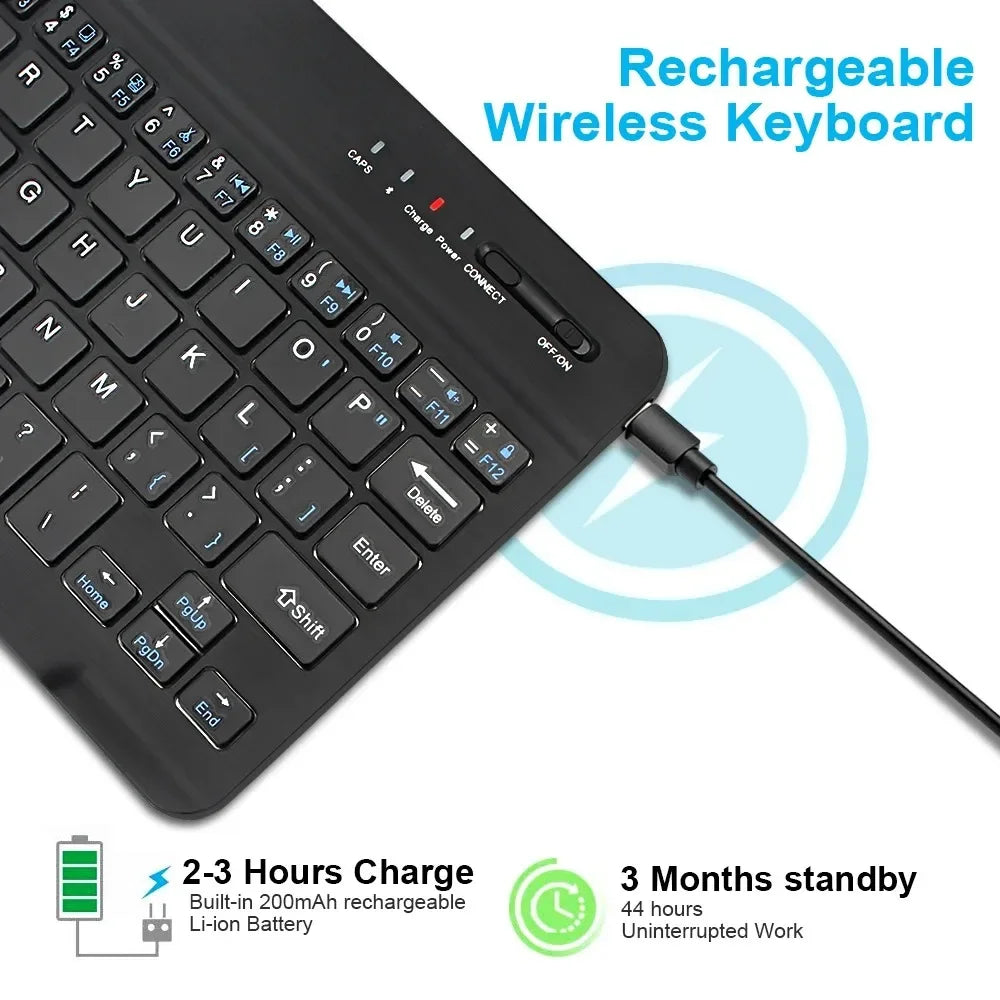 Slim Bluetooth Keyboard β 7"/10" | Wireless, Multi-Device, Rechargeable