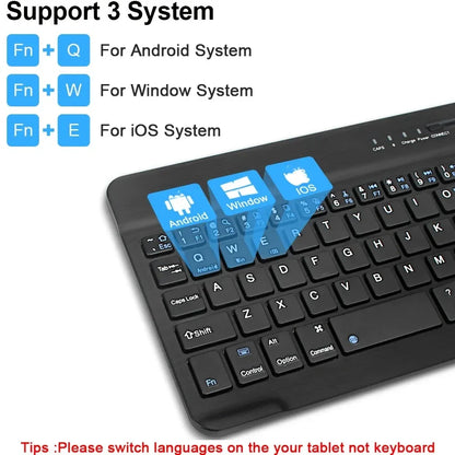 Slim Bluetooth Keyboard – 7"/10" | Wireless, Multi-Device, Rechargeable